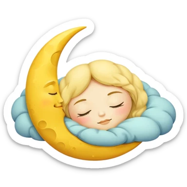 sleeping moon with closed eyes and zzz sticker