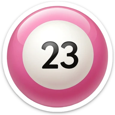 pink billiard ball with the number 23 inside a white circle sticker