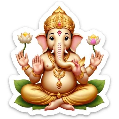 hindu god ganesh in a lotus sending love sticker