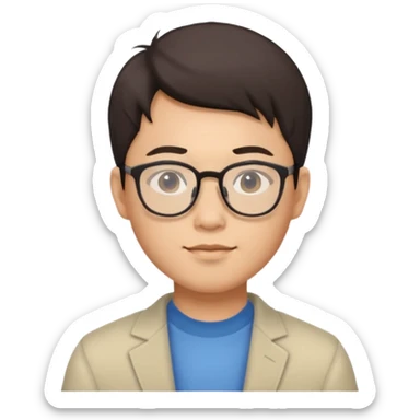 Asian male avatar with glasses, straightforward style, no background sticker