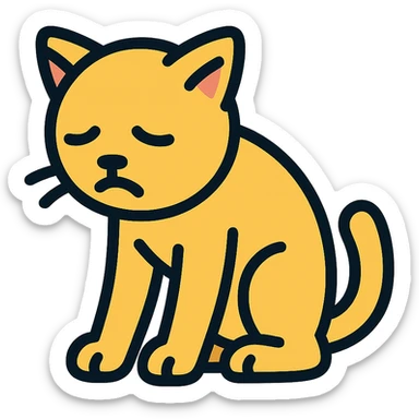 color outline icon of a cat slumping, giving up sticker