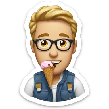 indoor portrait of a man eating ice cream sticker