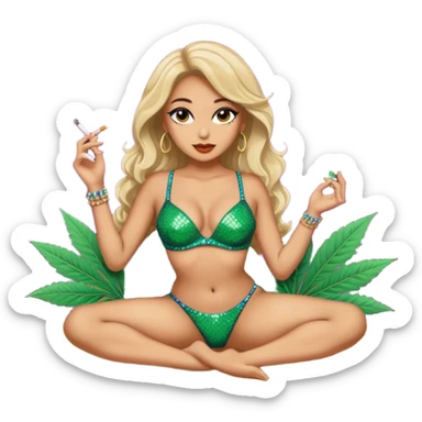 Light skin Exotic dancer lying on stage smoking weed sticker