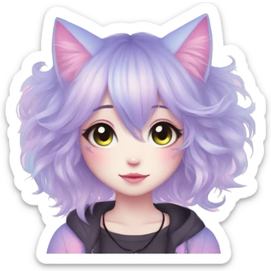 Cute Edgy Pastel Gradient Beautiful Anime Emo CatLady sticker