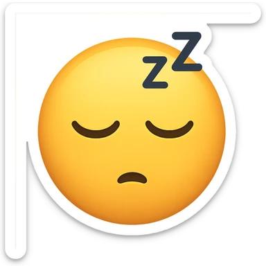 yellow sleepy face emoji, digital illustration sticker