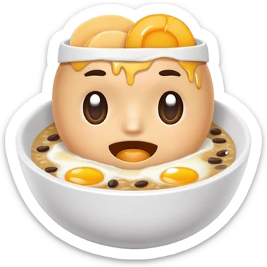 Sweating breakfast Bowl with a Face and tiny Hands and Feet and Sweat Bands sticker