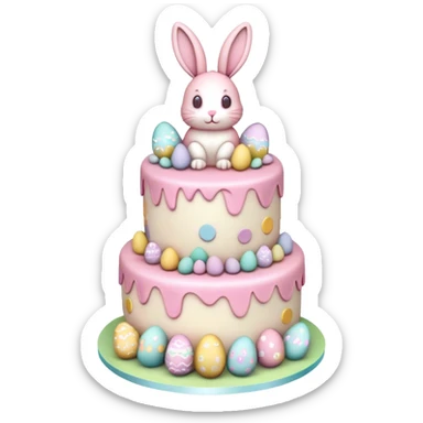 beautifully decorated 2 tier Easter cake pink  sticker