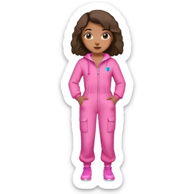 Dominican  girl full body in pink jump suit￼ sticker