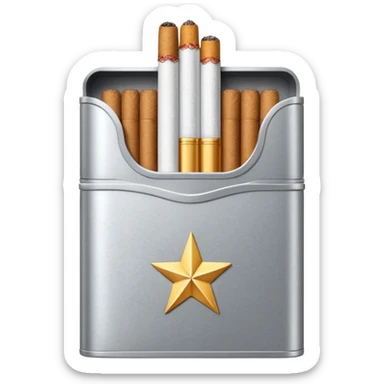 7 stars grey shining cigaret pack with a few cigaret inside sticker