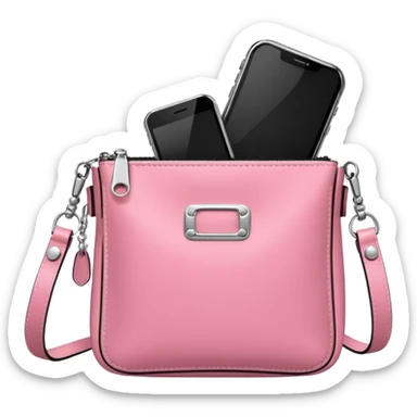 CARTERA rosita  con plata celular  sticker