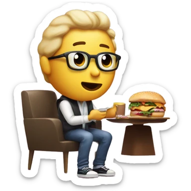 persona sedentaria comiendo macdonald viendo netflix y mirando el telefono sticker