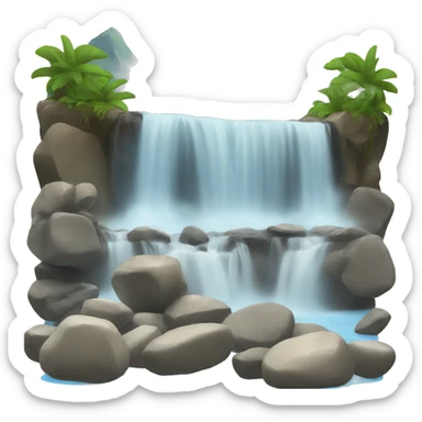 waterfall with rocks sticker