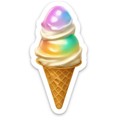 opal Crystal ice cream scoop on gold waffle cone sticker