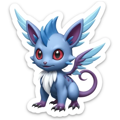 Elemental plum-plumed dark dusky mechanica fairy-like fantasy epic rare Glalie-Sneasel-Togetic-Pokémon-Fakémon-hybrid-creature sticker