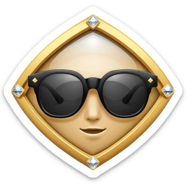 black glasses with a diamond and golden sticker