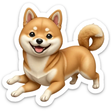  shiba inu, qui est mdr et se roule à terre les 4 pattes en l'air, avec sa queue en tire bouchon sticker