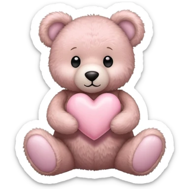 stuffed teddy holding light pink heart sticker