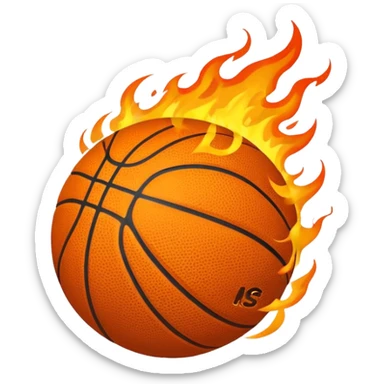 a flaming basketball sticker