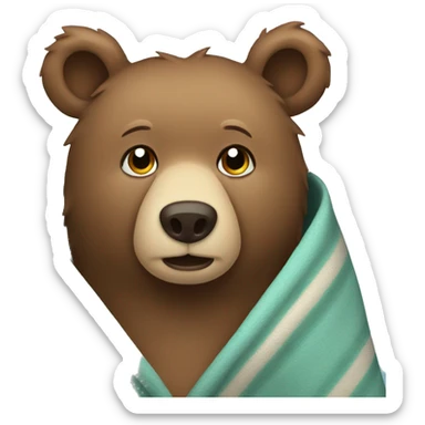 bear cozy in blanket sticker