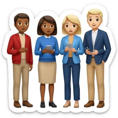 3 personas paradas. conversando debatiendo sticker