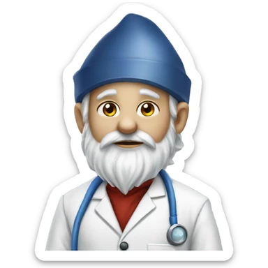 A gnome in a lab coat mining sapphire sticker