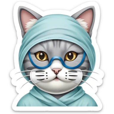 Cat in surgical mask sticker