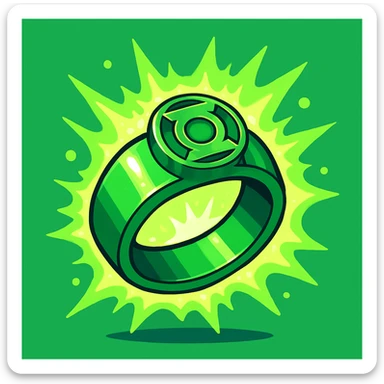 green power ring glowing vibrant cartoon style sticker