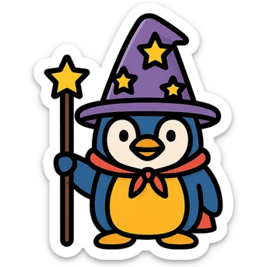 penguin wizard sticker