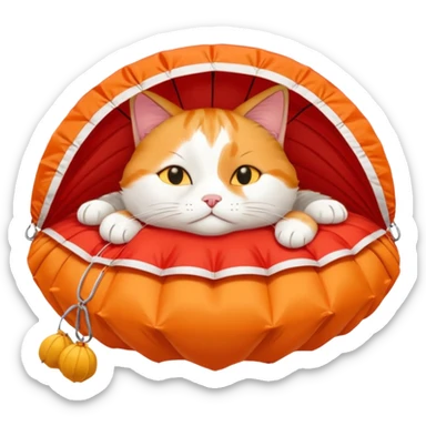 sleepy cat with red parachute sticker