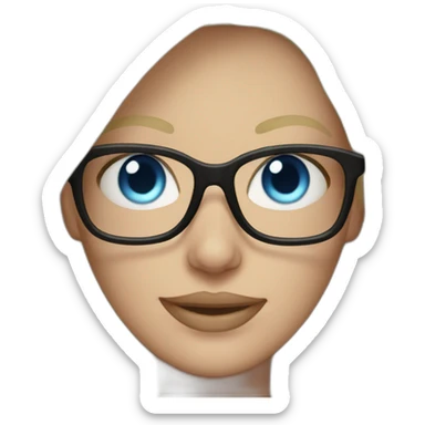 Mom with white Blonde hair blue eyes black glasses sticker