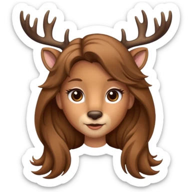 long haired female deer sticker