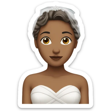 bride with veil with medium skin tone, her shoulders are covered sticker