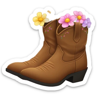cowboy boots with flowers coming out of the top sticker