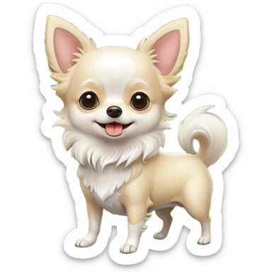 All white fluffy chihuahua playing in a garden sticker