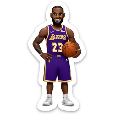 Lebron James in a laker jersey sticker