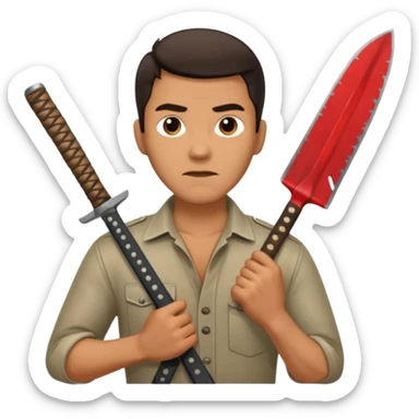 Un señor guapo con un machete sticker