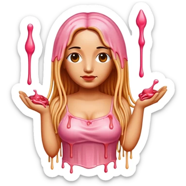  SPAM meat melted pink dripping sauce spaghetti dress monalisa portrait sticker