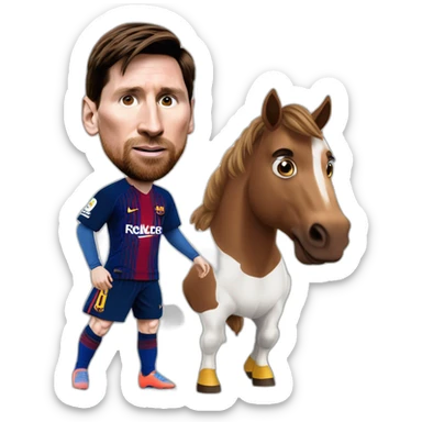 lionel messi arriba de un caballo y que la cara del caballo se la cara de mbappe sticker