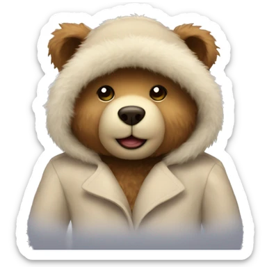 Teddy bear with coat fluffy sticker