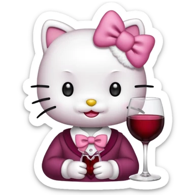 Hello kitty with wine  sticker