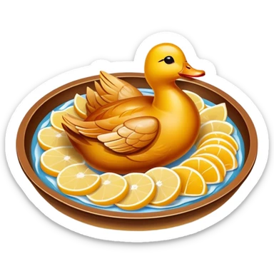 Nanjing salted duck with glistening skin slices, simplified emoji style with bold outlines and bright colors, cartoon style Jiangsu poultry dish sticker