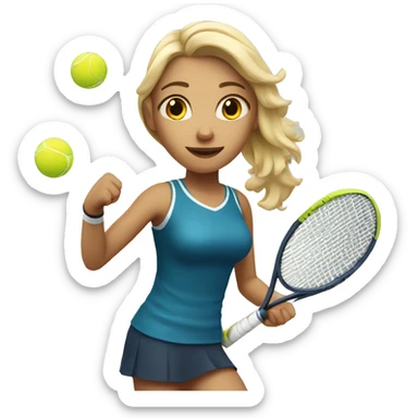 Blonde girl playing tennis  sticker