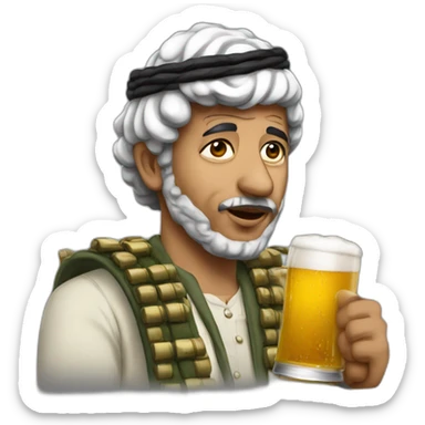 yaser Arafat drinking beer sticker
