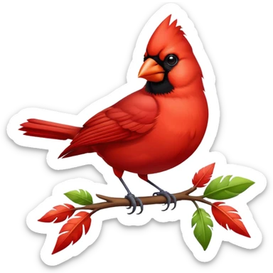 a bright red bird, cardinal sticker