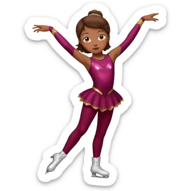 Una patinadora de 12 años y es morena de pelo y lleva un mallott granate con brillos y esta patinando sticker