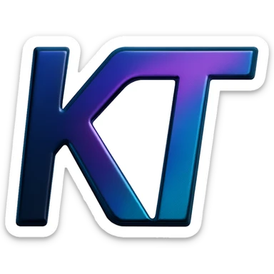 the letters KT with a fancy colorful gradient for the color with blue and purple in the style of 3d-black sticker