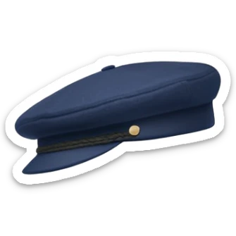 a floating Navy blue Brixton fiddler cap hat sticker