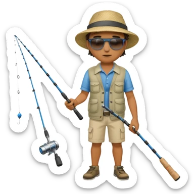 Man in motion casting a fishing rod full body sticker