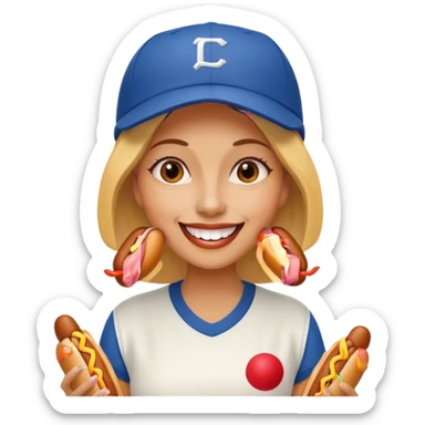 Female eating 3 hotdogs sticker