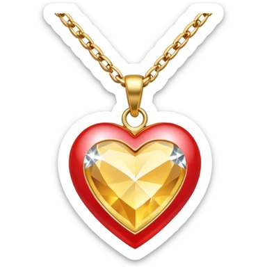 gold chain with a diamond heart pendant sticker
